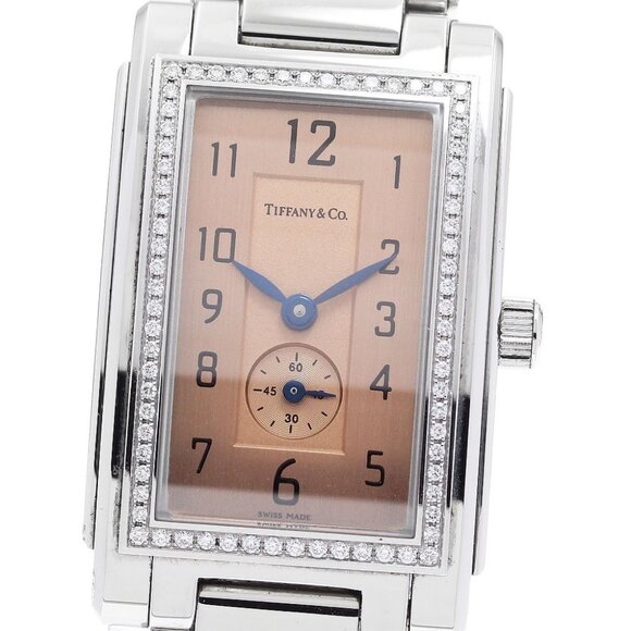 TIFFANY&Co. Grand Rectangleer small seconds diamond bezel Quartz Ladies_894363 - Picture 1 of 6